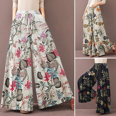 Women's Floral Wide-leg Pants
