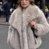 Winter Plush Coat Fashion Thicken Lapel Outwear Casual Long Sleeve Tops Womens Clothing
