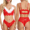 Red Christmas Pajamas Lace Burr Strap Sexy Lingerie