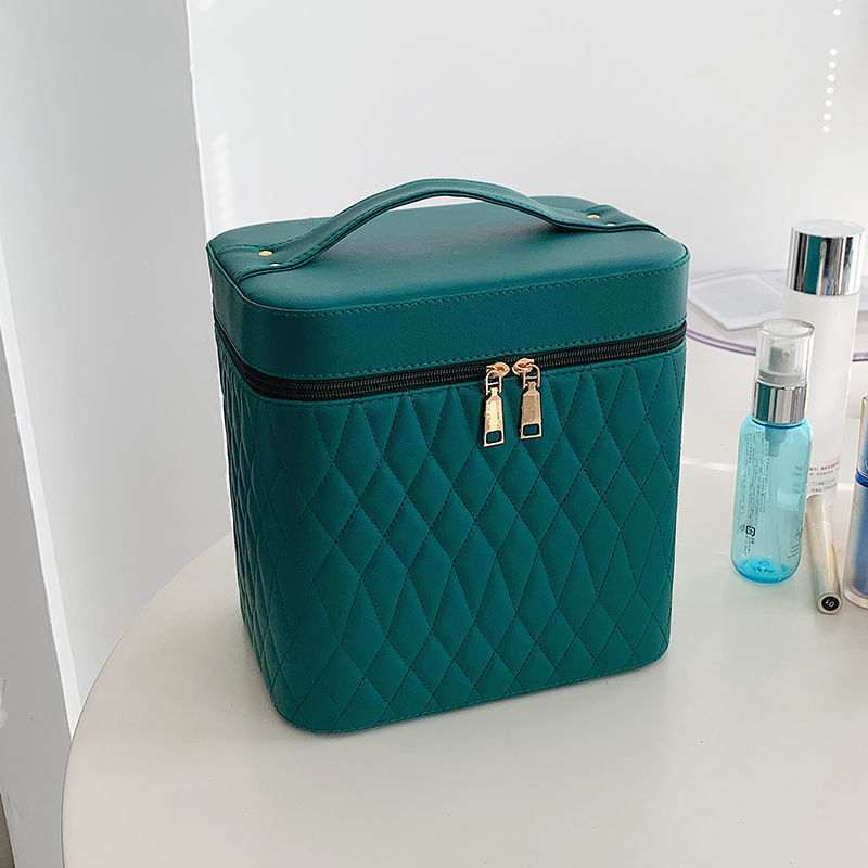 Rhombus-Embroidery Double-layer Make-up Storage Bags
