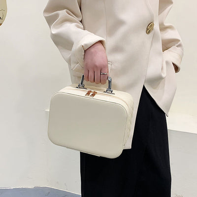 Rhombus-Embroidery Double-layer Make-up Storage Bags