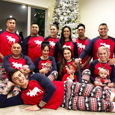 Christmas elk print family pajamas