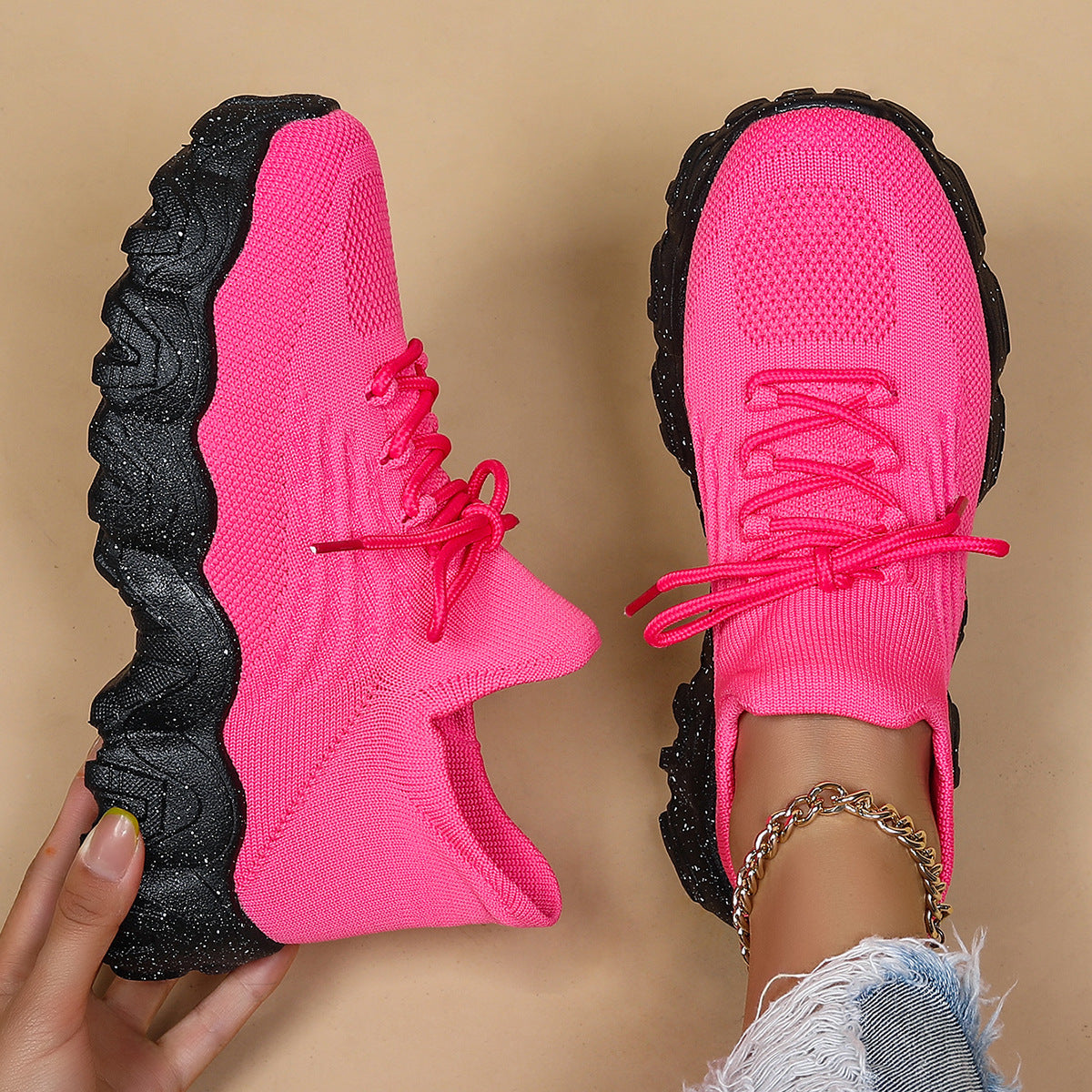Simple Fly Woven Sock Shoes