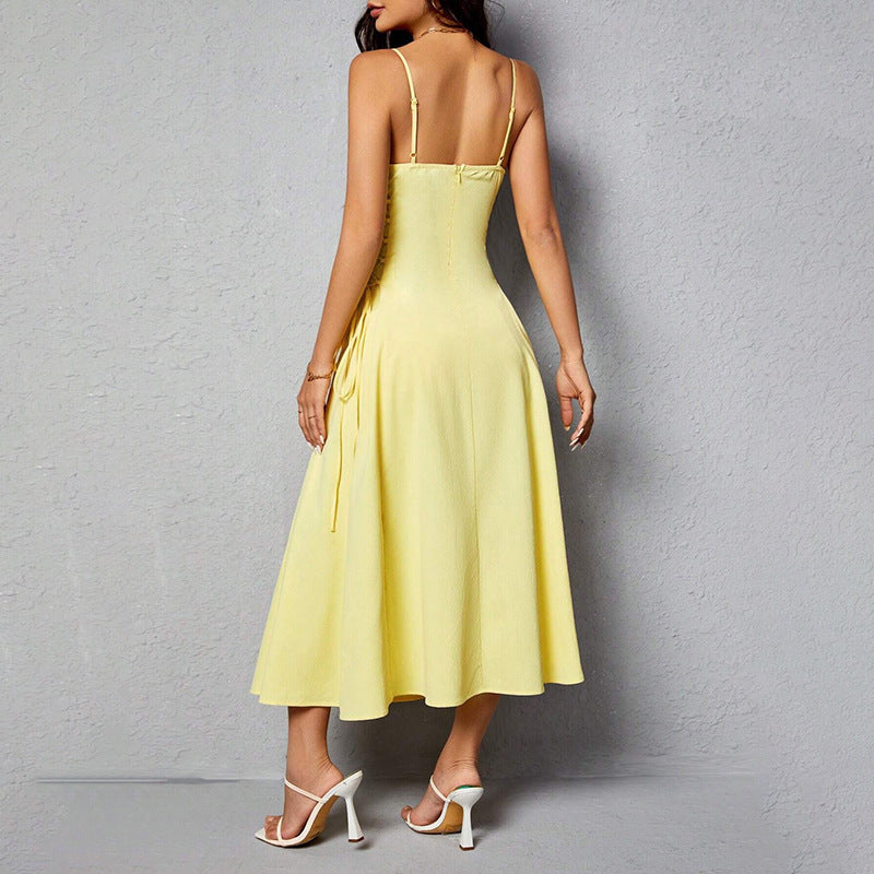 Spaghetti Straps Waist-tight Long Dress