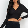 Ribbed Wrap Front Long Sleeve Top