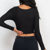 Ribbed Wrap Front Long Sleeve Top