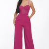 Mesh Insert Cup Wide Leg Jumpsuit