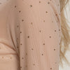 Long Slv Mesh W/rhinestone Top