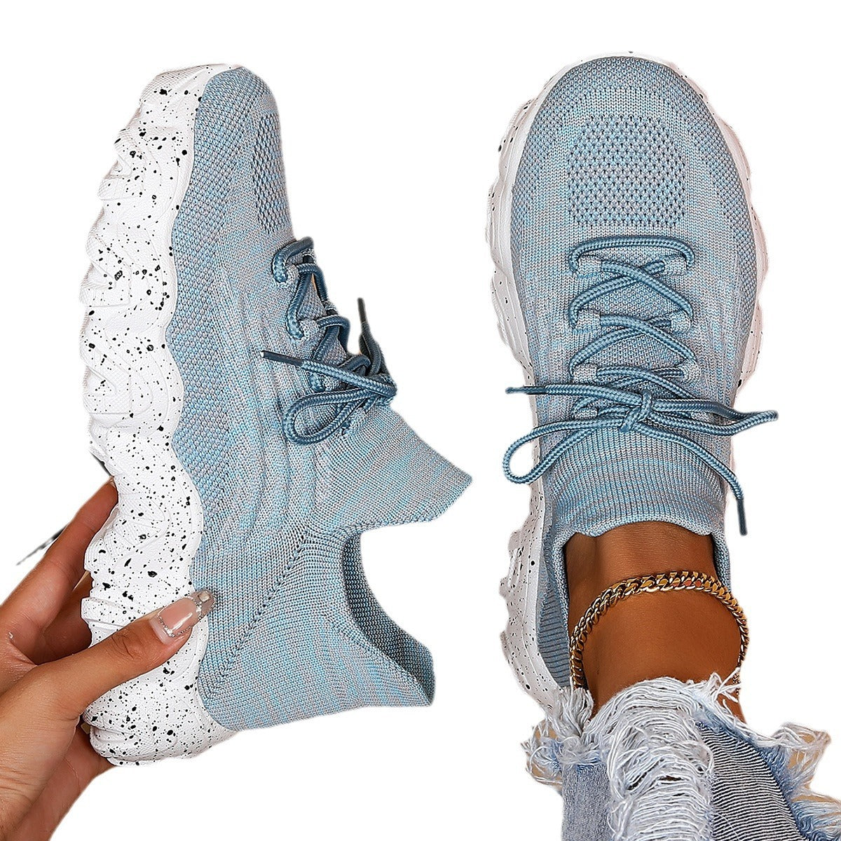 Simple Fly Woven Sock Shoes