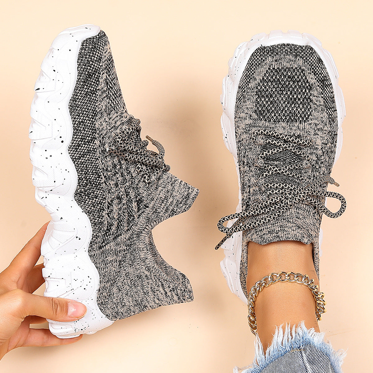 Simple Fly Woven Sock Shoes