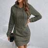 Women's Fuzzy Hoodie Dress - Slim Fit Long Sleeve Sweatshirt With Pocket, Cozy Casual Outfit
