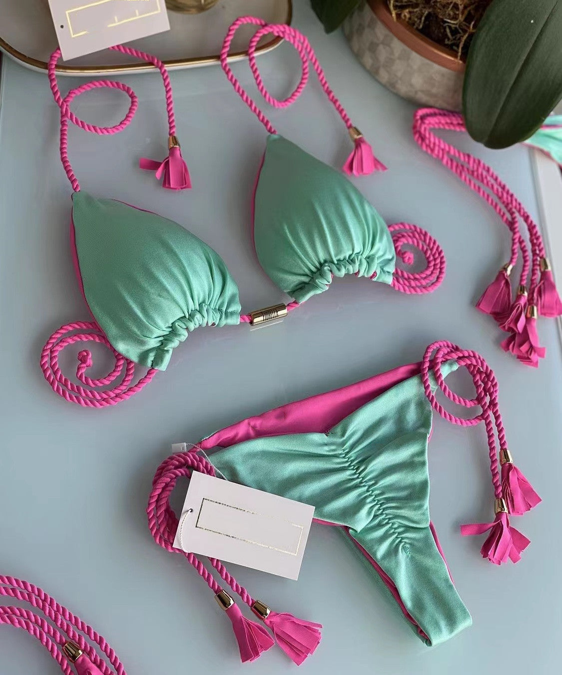 Triangle Braided Bikini Swimsuit