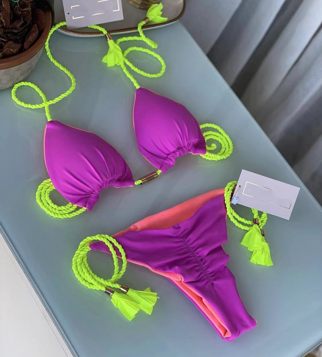 Triangle Braided Bikini Swimsuit