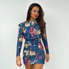 Tie-dye Printed Long Sleeve Dress