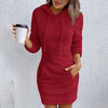 Women's Fuzzy Hoodie Dress - Slim Fit Long Sleeve Sweatshirt With Pocket, Cozy Casual Outfit