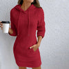 Women's Fuzzy Hoodie Dress - Slim Fit Long Sleeve Sweatshirt With Pocket, Cozy Casual Outfit