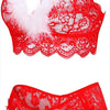 Red Christmas Pajamas Lace Burr Strap Sexy Lingerie
