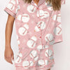 Autumn Christmas Digital Printing Lapel Short Casual Women's Home Pajamas Set