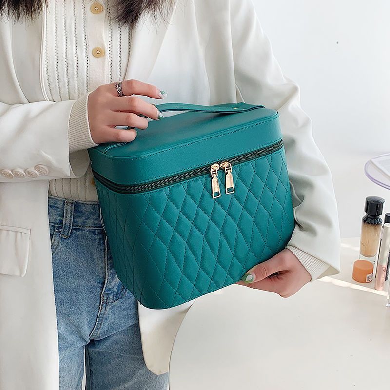 Rhombus-Embroidery Double-layer Make-up Storage Bags