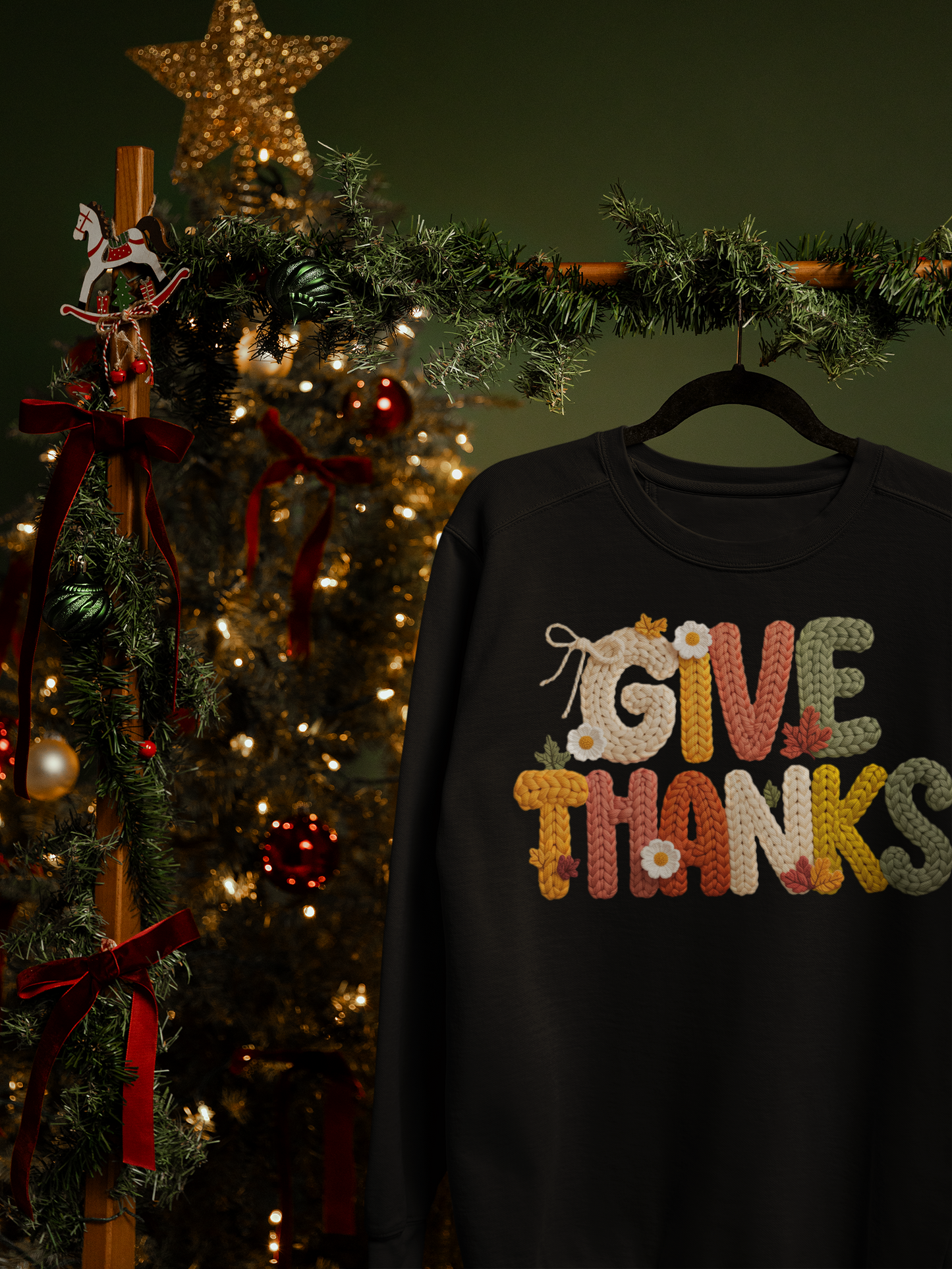 Give Thanks Crochet-Print Sweatshirt