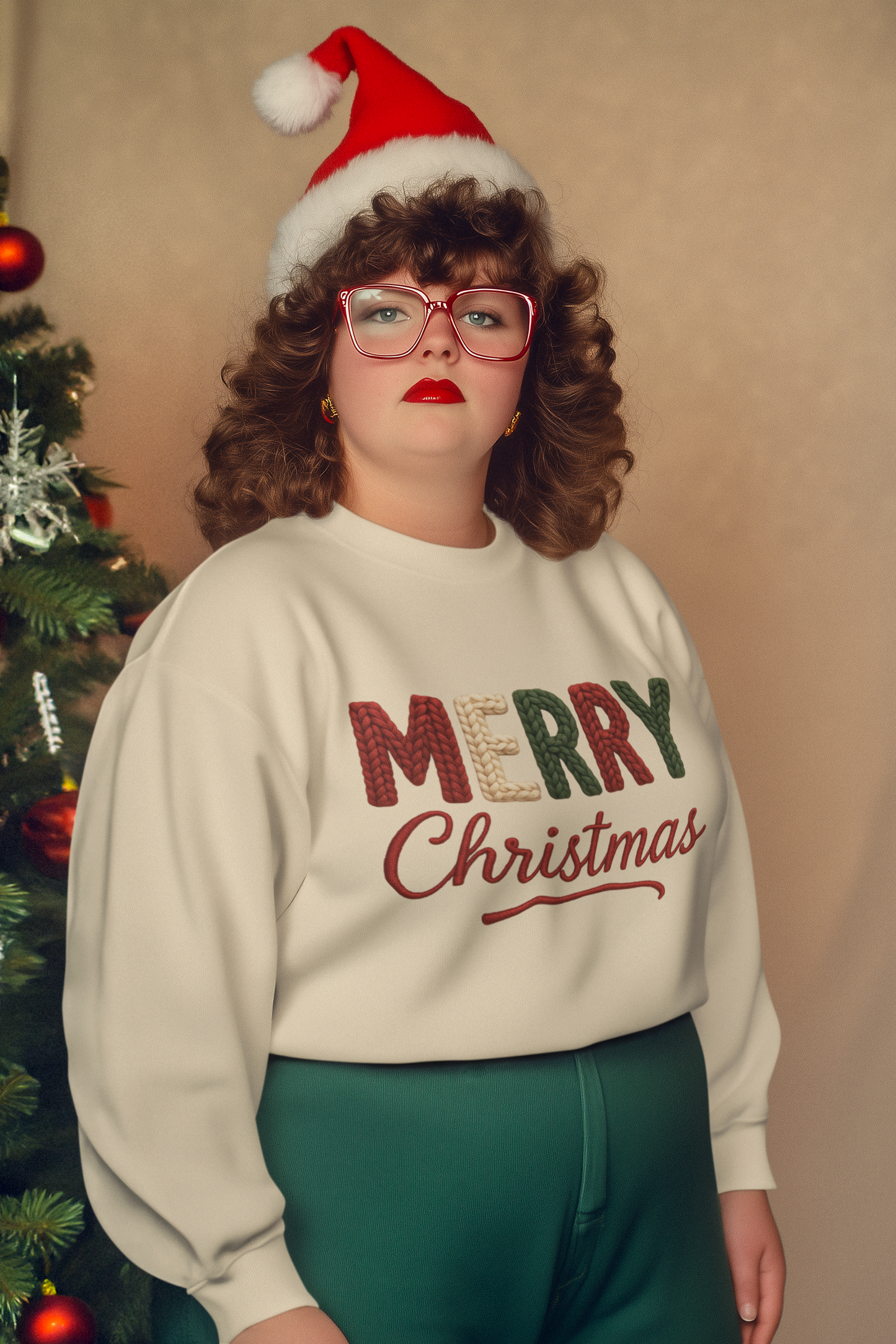 Merry Christmas Crochet-Print Sweatshirt